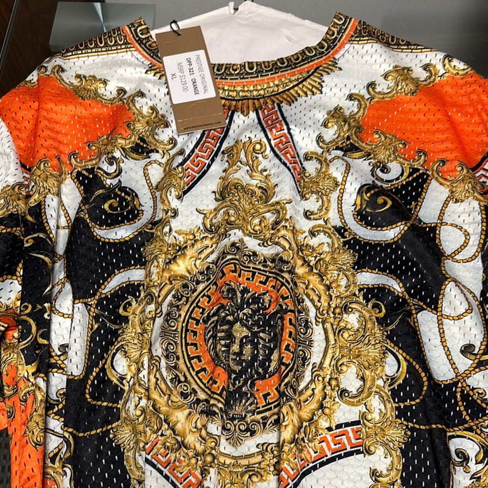 Baroque Style Orange and Gold Top